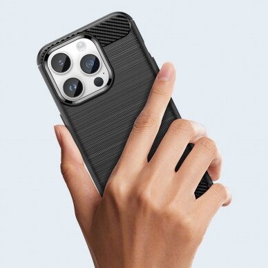 Dėklas Carbon Case flexible iPhone 14 Pro Juodas 12