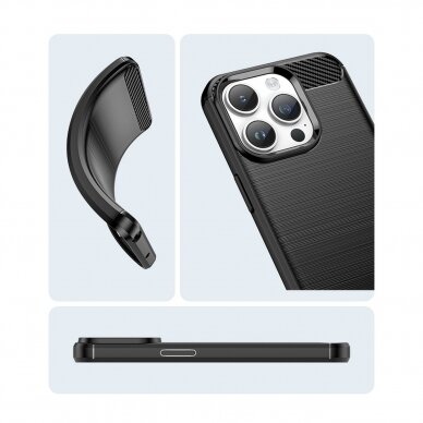 Dėklas Carbon Case flexible iPhone 14 Pro Juodas 14