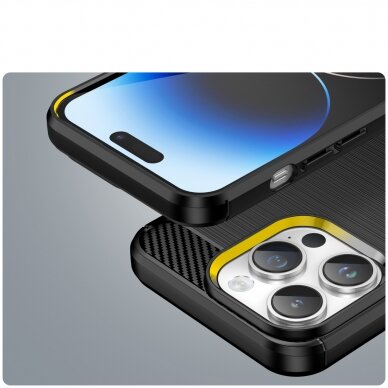 Dėklas Carbon Case flexible iPhone 14 Pro Juodas 5