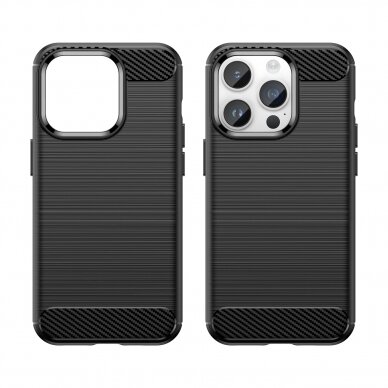 Dėklas Carbon Case flexible iPhone 14 Pro Juodas 7