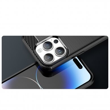 Dėklas Carbon Case flexible iPhone 14 Pro Juodas 8
