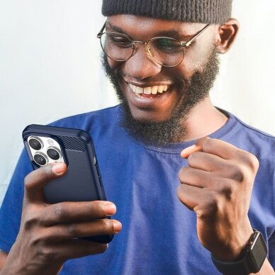 Dėklas Carbon Case flexible iPhone 14 Pro Mėlynas 6 Dėklas Carbon Case flexible iPhone 14 Pro Mėlynas 6