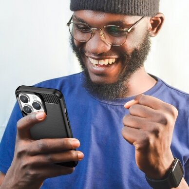 Dėklas Carbon Case flexible iPhone 14 Pro Max Juodas 6 Dėklas Carbon Case flexible iPhone 14 Pro Max Juodas 6