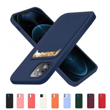 Dėklas su kišenėle kortelėms Card Case silicone wallet iPhone 11 Pro Max Raudonas 10