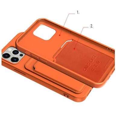 Dėklas su kišenėle kortelėms Card Case iPhone 12 Pro Max Oranžinis 2