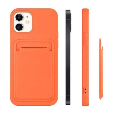 Dėklas su kišenėle kortelėms Card Case iPhone 12 Pro Oranžinis 8