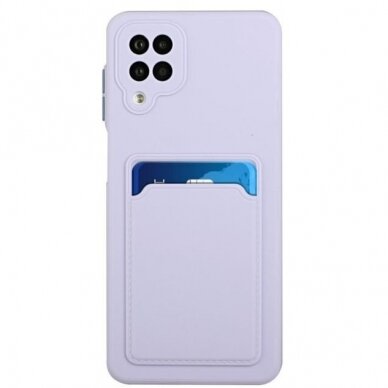Dėklas su kišenėle kortelėms Card Case Samsung Galaxy A12 Violetinis