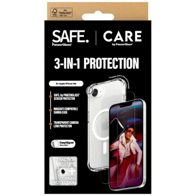 CARE by PanzerGlass Fashion 3in1 Apsauginis Set Dėklas+Glass+Lens skirtas iPhone 16e - Permatomas 4
