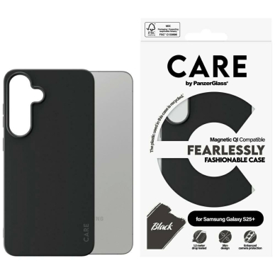 CARE by PanzerGlass Fashion QI Dėklas skirtas Samsung Galaxy S25+ - Juodas CARE by PanzerGlass Fashion QI Dėklas skirtas Samsung Galaxy S25+ - Juodas