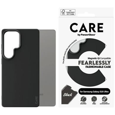 CARE by PanzerGlass Fashion QI Dėklas skirtas Samsung Galaxy S25 Ultra - Juodas CARE by PanzerGlass Fashion QI Dėklas skirtas Samsung Galaxy S25 Ultra - Juodas