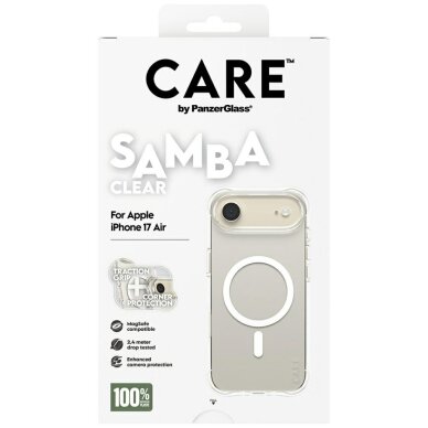 iPhone Air dėklas CARE by PanzerGlass Fashionable Samba, su balta MagSafe – skaidrus 4