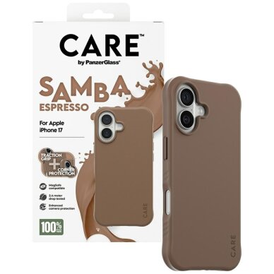 iPhone 17 dėklas CARE by PanzerGlass Fashionable Samba, MagSafe – rudas 3