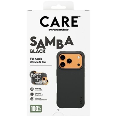 iPhone 17 Pro CARE by PanzerGlass Fashionable Samba MagSafe dėklas – juodas 4