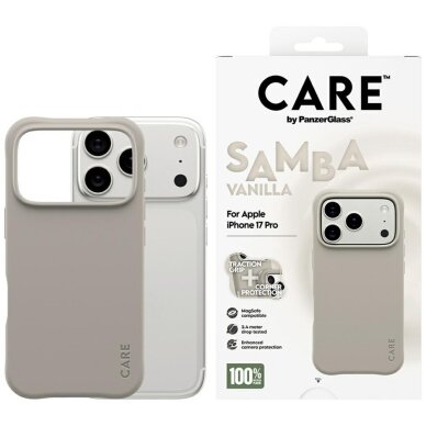 iPhone 17 Pro CARE by PanzerGlass Fashionable Samba dėklas su MagSafe – pilkas iPhone 17 Pro CARE by PanzerGlass Fashionable Samba dėklas su MagSafe – pilkas