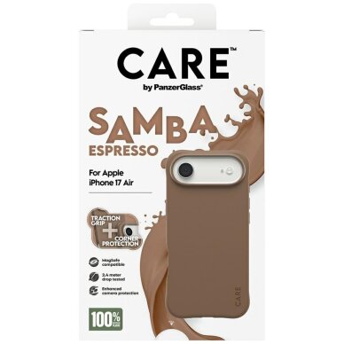 iPhone Air dėklas CARE by PanzerGlass Fashionable Samba, MagSafe – rudas 4 iPhone Air dėklas CARE by PanzerGlass Fashionable Samba, MagSafe – rudas 4