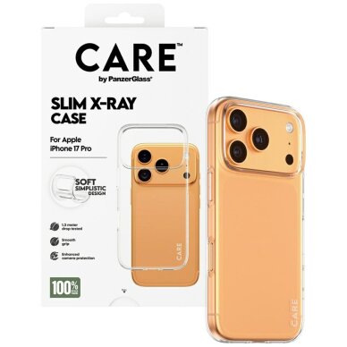 iPhone 17 Pro dėklas CARE by PanzerGlass Fashionable X-Ray Soft Basic – permatomas 3