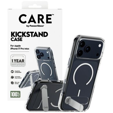 iPhone 17 Pro Max dėklas CARE by PanzerGlass Feature su atrama, MagSafe – skaidrus 3 iPhone 17 Pro Max dėklas CARE by PanzerGlass Feature su atrama, MagSafe – skaidrus 3