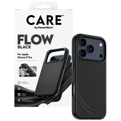 iPhone 17 Pro dėklas CARE by PanzerGlass Feature FLOW, MagSafe – juodas 3