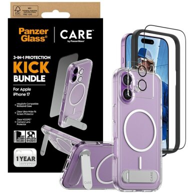 iPhone 17 CARE by PanzerGlass Feature Kick 3in1 rinkinys (dėklas + stiklas + kameros apsauga) 3 iPhone 17 CARE by PanzerGlass Feature Kick 3in1 rinkinys (dėklas + stiklas + kameros apsauga) 3