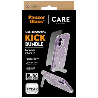 iPhone 17 CARE by PanzerGlass Feature Kick 3in1 rinkinys (dėklas + stiklas + kameros apsauga) 4