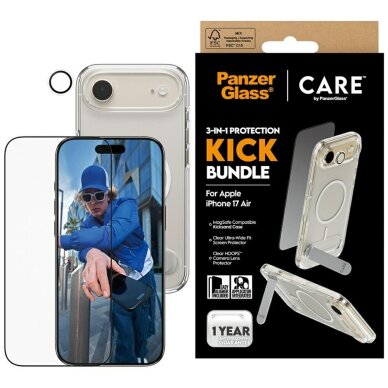 iPhone Air CARE by PanzerGlass Feature Kick 3in1 rinkinys (dėklas + stiklas + kameros apsauga)