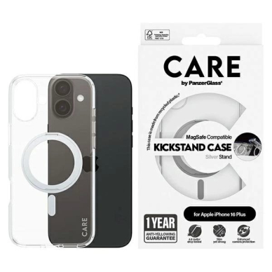 iPhone 16 Plus – CARE by PanzerGlass Feature Kickstand dėklas 6.7" - Sidabrinis/Sidabrinis MagSafe 1327 iPhone 16 Plus – CARE by PanzerGlass Feature Kickstand dėklas 6.7" - Sidabrinis/Sidabrinis MagSafe 1327