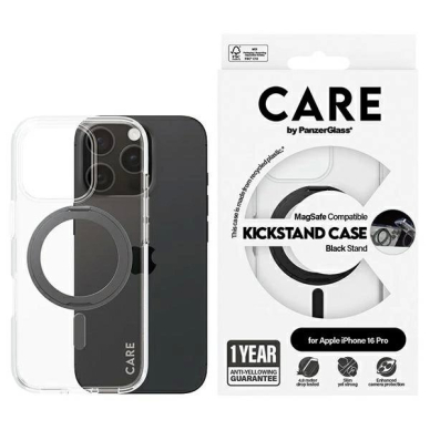 iPhone 16 Pro – CARE by PanzerGlass Feature Kickstand dėklas 6.3" - Juodas/Juodas MagSafe 1322 iPhone 16 Pro – CARE by PanzerGlass Feature Kickstand dėklas 6.3" - Juodas/Juodas MagSafe 1322