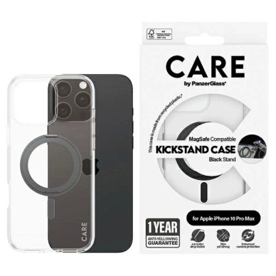 iPhone 16 Pro Max – CARE by PanzerGlass Feature Kickstand dėklas 6.9" - Juodas/Juodas MagSafe 1324