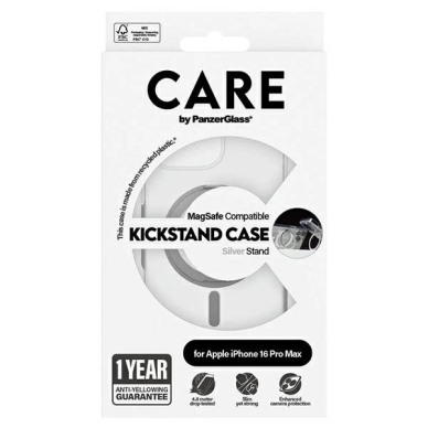 iPhone 16 Pro Max – CARE by PanzerGlass Feature Kickstand dėklas 6.9" - Sidabrinis/Sidabrinis MagSafe 1328 4