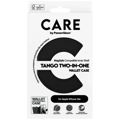 iPhone 16e CARE by PanzerGlass Feature Tango 2in1 Wallet dėklas - juodas 3