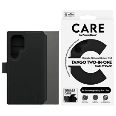 Samsung Galaxy S24 Ultra CARE by PanzerGlass Feature Tango 2in1 Wallet dėklas - juodas