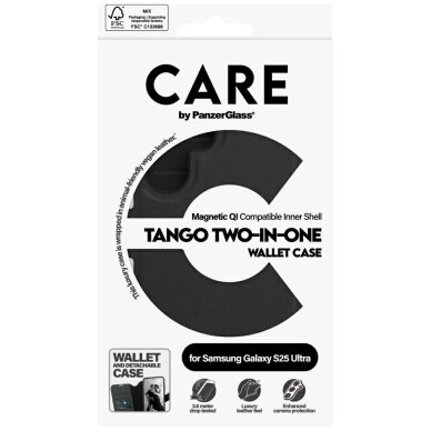 Samsung Galaxy S25 Ultra CARE by PanzerGlass Feature Tango 2in1 piniginės tipo dėklas – juodas 4