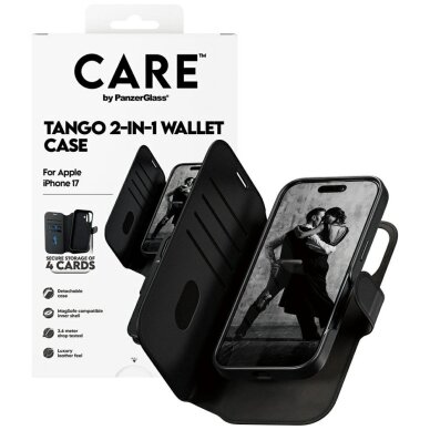 iPhone 17 CARE by PanzerGlass Feature Tango 2in1 Wallet MagSafe dėklas – juodas 3 iPhone 17 CARE by PanzerGlass Feature Tango 2in1 Wallet MagSafe dėklas – juodas 3