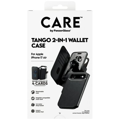 iPhone Air CARE by PanzerGlass Feature Tango 2in1 Wallet MagSafe dėklas – juodas 4