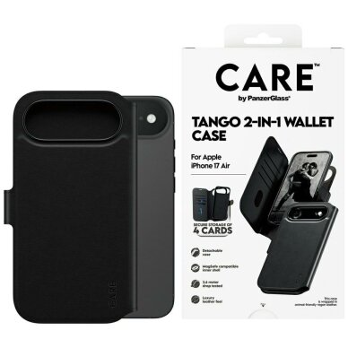 iPhone Air CARE by PanzerGlass Feature Tango 2in1 Wallet MagSafe dėklas – juodas