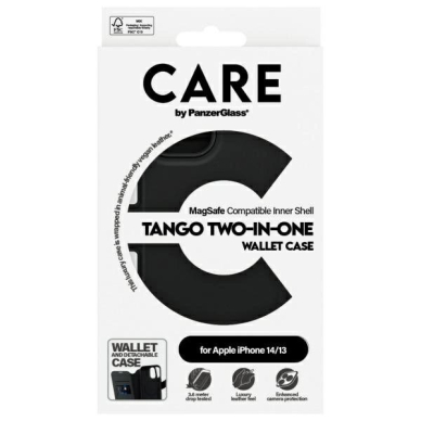 iPhone 13 / 14 CARE by PanzerGlass Feature Tango 2in1 Wallet MagSafe dėklas - juodas 3 iPhone 13 / 14 CARE by PanzerGlass Feature Tango 2in1 Wallet MagSafe dėklas - juodas 3