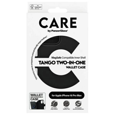 Dėklas CARE by PanzerGlass Feature Tango 2in1 Wallet MagSafe iPhone 16 Pro Max - Juodas 3 Dėklas CARE by PanzerGlass Feature Tango 2in1 Wallet MagSafe iPhone 16 Pro Max - Juodas 3