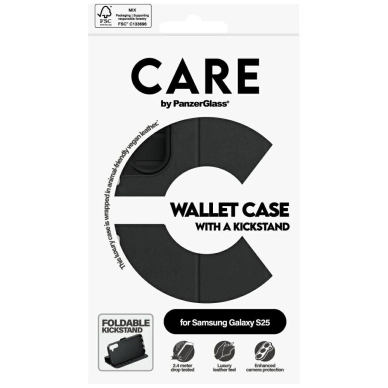 CARE by PanzerGlass Feature Piniginės tipo su atrama Dėklas skirtas Samsung Galaxy S25 - Juodas 4
