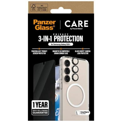 CARE by PanzerGlass Flagship 3in1 Dėklas + Privacy stiklas + kameros apsauga Samsung Galaxy S25+ 3 CARE by PanzerGlass Flagship 3in1 Dėklas + Privacy stiklas + kameros apsauga Samsung Galaxy S25+ 3