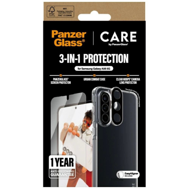CARE by PanzerGlass Flagship 3in1 Dėklas+Glass+Lens skirtas Samsung Galaxy A56 5G - Permatomas 3