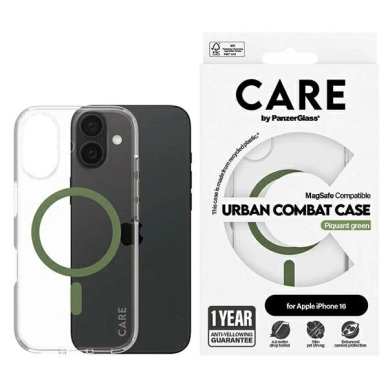 iPhone 16 – CARE by PanzerGlass Flagship dėklas 6.1" - Žalias/Žalias MagSafe 1369