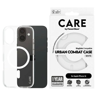 iPhone 16 – CARE by PanzerGlass Flagship dėklas 6.1" - Baltas/Baltas MagSafe 1337