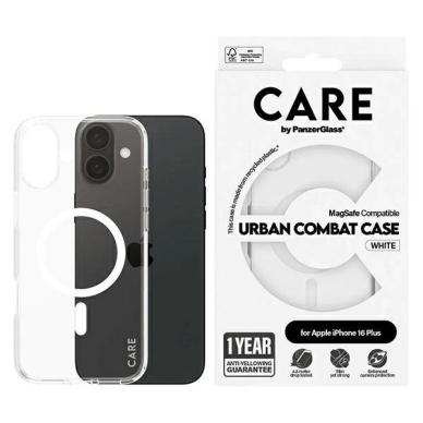 iPhone 16 Plus CARE by PanzerGlass Flagship dėklas 6.7" baltas/baltas MagSafe 1339