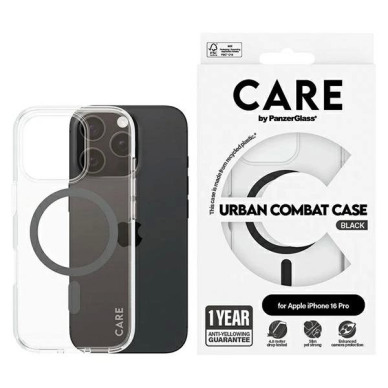 iPhone 16 Pro CARE by PanzerGlass Flagship dėklas 6.3" juodas/juodas MagSafe 1346