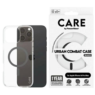 iPhone 16 Pro Max – CARE by PanzerGlass Flagship dėklas 6.9" - Juodas/Juodas MagSafe 1348
