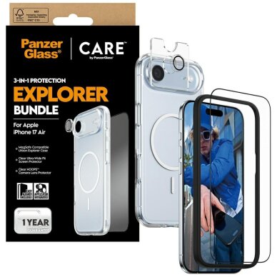 iPhone Air CARE by PanzerGlass Flagship Explorer 3in1 rinkinys (dėklas + stiklas + kameros apsauga) 3