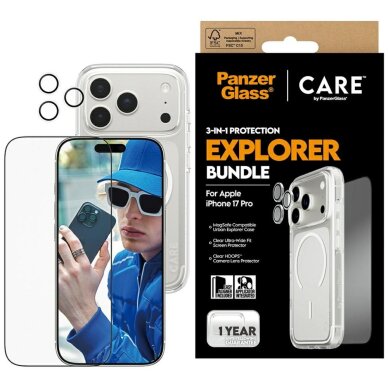 iPhone 17 Pro CARE by PanzerGlass Flagship Explorer 3in1 apsaugos rinkinys (dėklas + stiklas + kameros apsauga) iPhone 17 Pro CARE by PanzerGlass Flagship Explorer 3in1 apsaugos rinkinys (dėklas + stiklas + kameros apsauga)