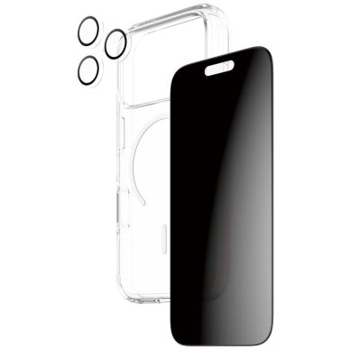 iPhone 17 Pro CARE by PanzerGlass Flagship Privacy 3in1 rinkinys (dėklas + privatumo stiklas + kameros apsauga) 3