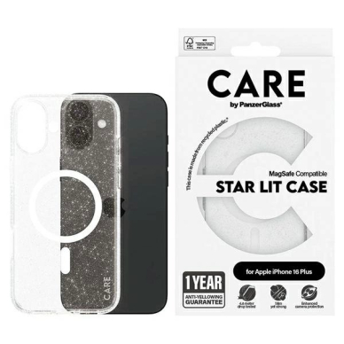 iPhone 16 Plus – CARE by PanzerGlass Flagship Star Lit dėklas 6.7" - Baltas/Baltas MagSafe 1343