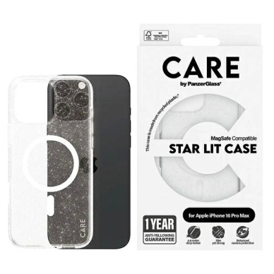 iPhone 16 Pro Max – CARE by PanzerGlass Flagship Star Lit dėklas 6.9" - Baltas/Baltas MagSafe 1344